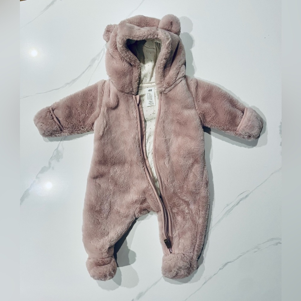 Baby Girl Long-Sleeve Hooded Jumpsuit - Pink
